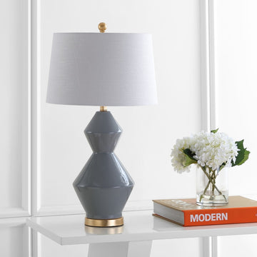 Alba 29" Geometric Ceramic/Metal LED Table Lamp - JONATHAN Y
